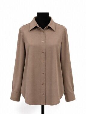 Vintage Harve Benard Brown Button Front Blouse Size 12 Professional